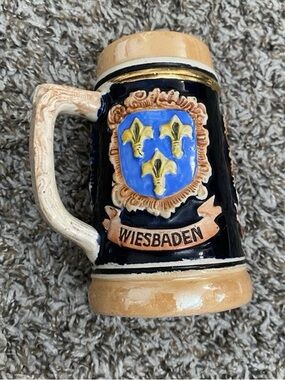 Mini Stein West Germany Hand Painted Ceramic Wiesbaden Frankfurt Heidelberg